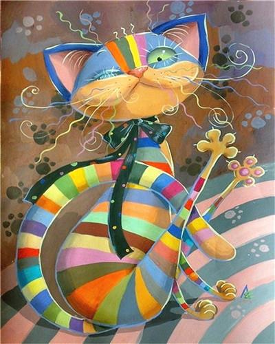 paintingnumberart 16"x20"/40x50cm / Without frame Abstract Cartoon Cat – Animals Paint By Number