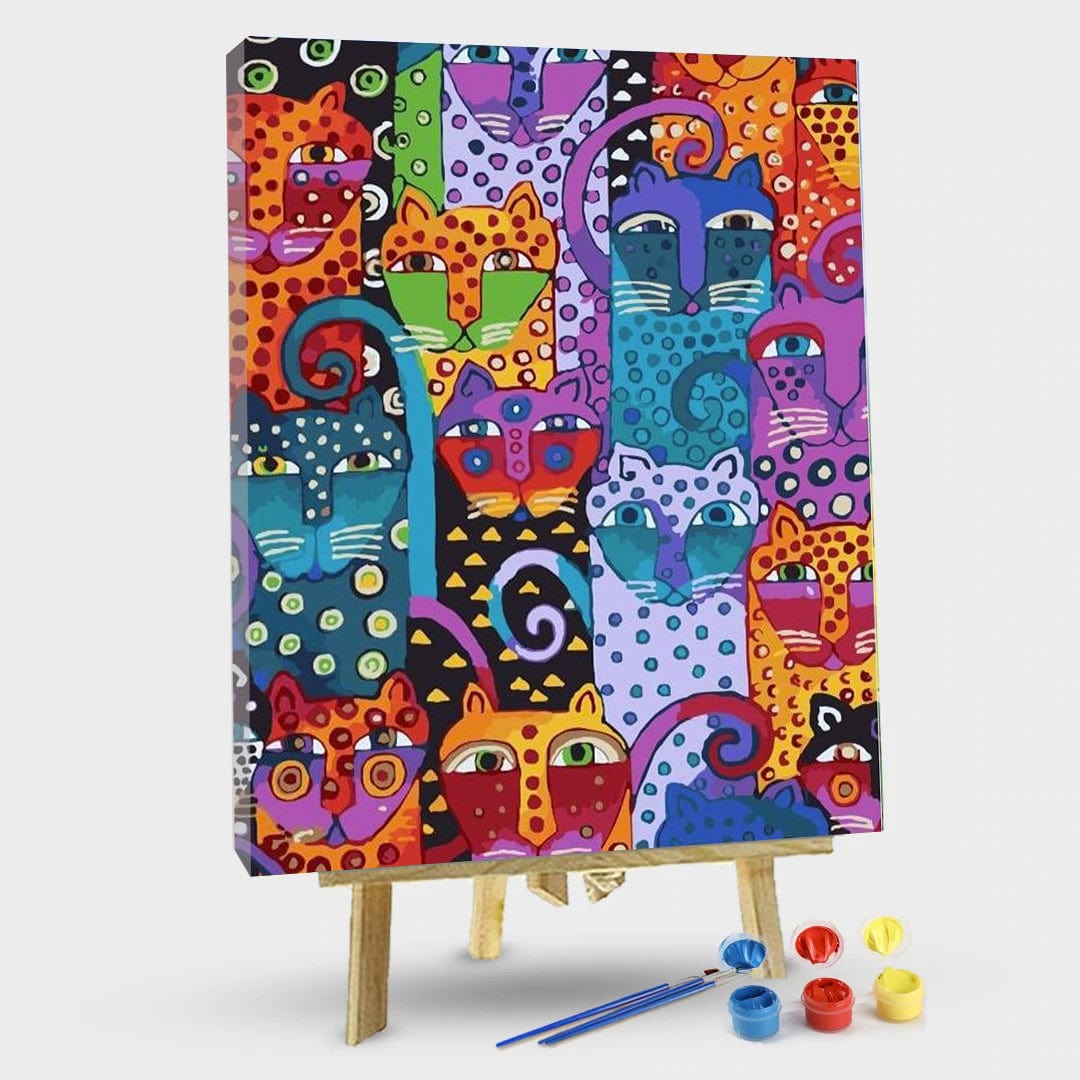 paintingnumberart 16"x20"/40x50cm / Without frame Abstract Cats Heads – Animals Paint By Number