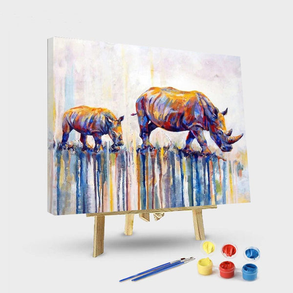 paintingnumberart 16"x20"/40x50cm / Without frame Abstract Rhino – Animals Paint By Number