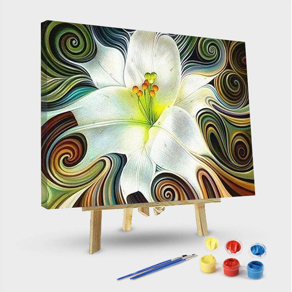 paintingnumberart 16"x20"/40x50cm / Without frame Abstract White Flowers – Flowers Paint By Number