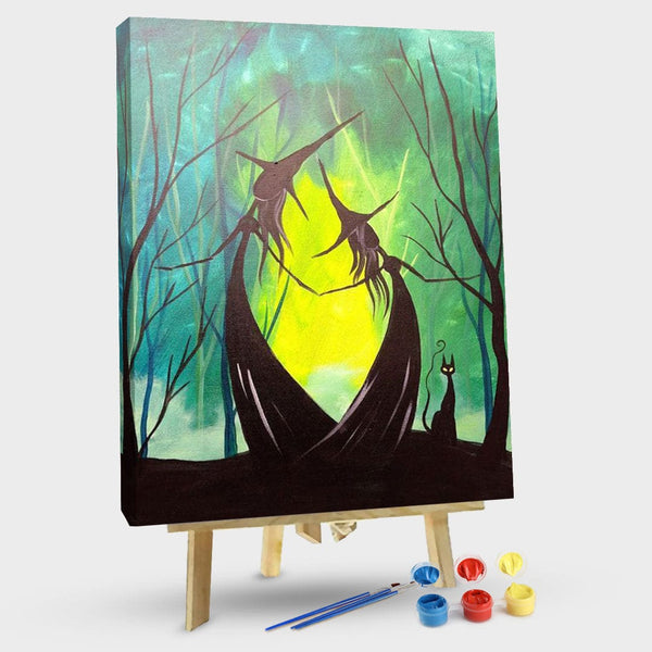 paintingnumberart 16"x20"/40x50cm / Without frame Adorable Witch Sisters in the Woods-Paint by Number Kit