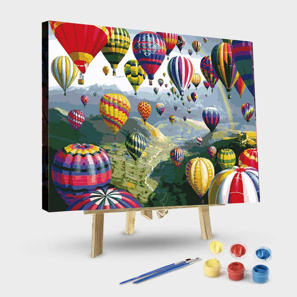 paintingnumberart 16"x20"/40x50cm / Without frame Air Balloon Above Mountains – Landscape Paint By Number