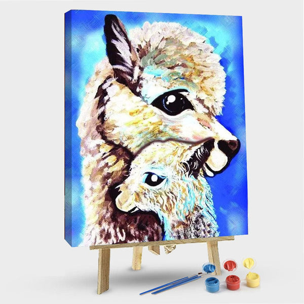 paintingnumberart 16"x20"/40x50cm / Without frame Alpaca And Her Baby – Animals Paint By Number