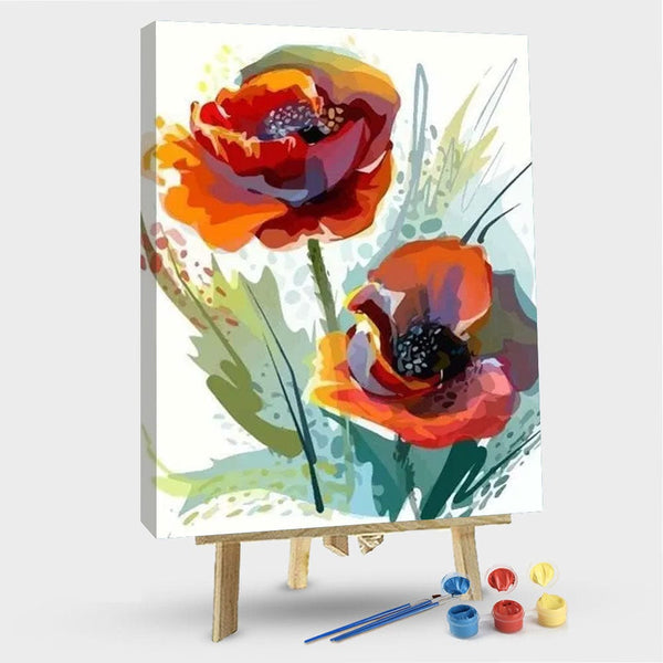 paintingnumberart 16"x20"/40x50cm / Without frame Anemone Red – Flowers Paint By Number