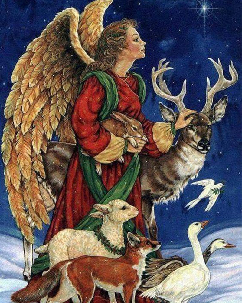 paintingnumberart 16"x20"/40x50cm / Without frame Angel and deer-Paint By Numbers Kit