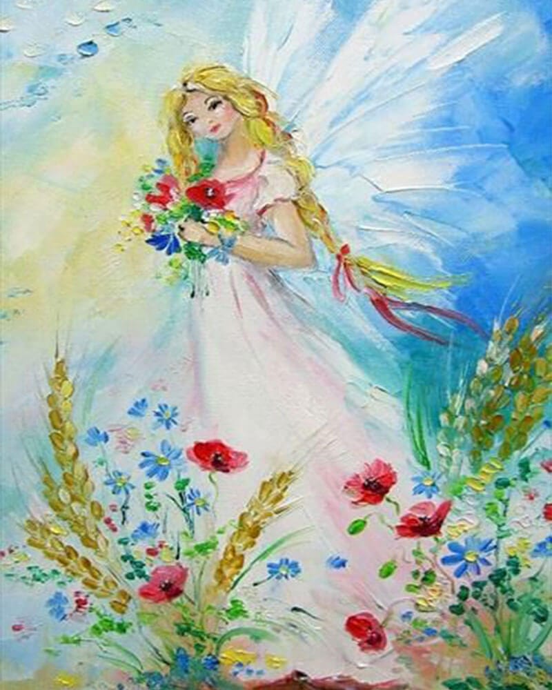 paintingnumberart 16"x20"/40x50cm / Without frame Angel holding flowers–Paint by Numbers Kit