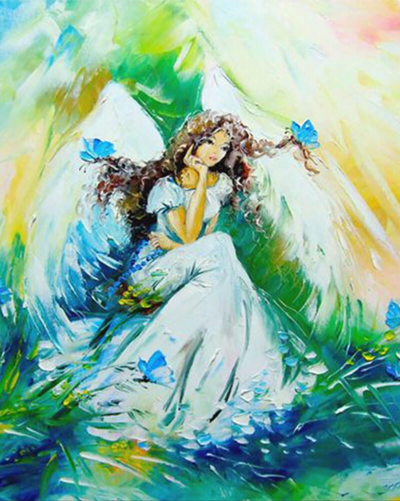 paintingnumberart 16"x20"/40x50cm / Without frame Angel surrounded by butterflies–Paint by Numbers Kit