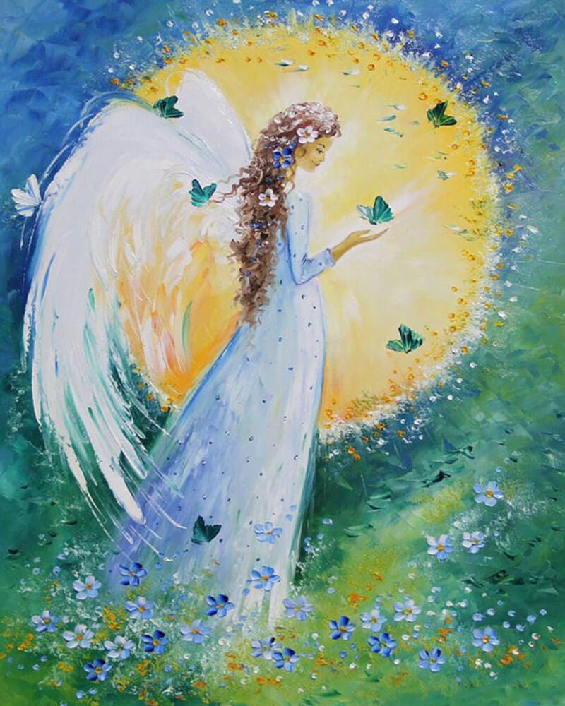 paintingnumberart 16"x20"/40x50cm / Without frame Angel surrounded by butterflies2-Paint by Numbers Kit