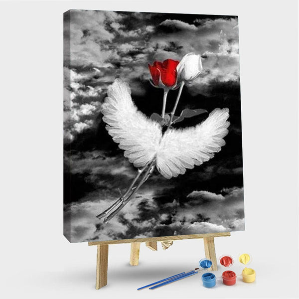 paintingnumberart 16"x20"/40x50cm / Without frame Angel Wings Roses – Flowers Paint By Number