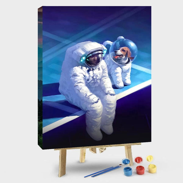 paintingnumberart 16"x20"/40x50cm / Without frame astronaut– Animals Paint By Number