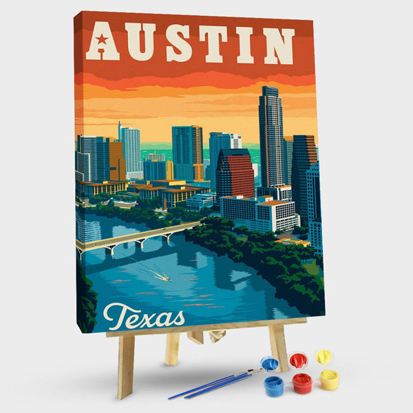 paintingnumberart 16"x20"/40x50cm / Without frame Austin Texas Skyline-Paint by Numbers Kit