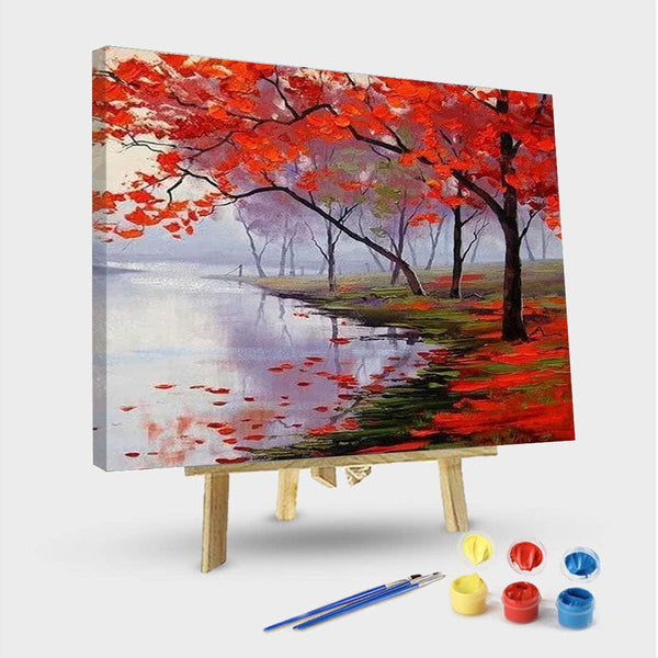 paintingnumberart 16"x20"/40x50cm / Without frame Autumn Fallen leaves – Landscape Paint By Number
