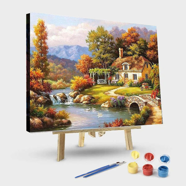 paintingnumberart 16"x20"/40x50cm / Without frame Autumn farm – Landscape Paint By Number