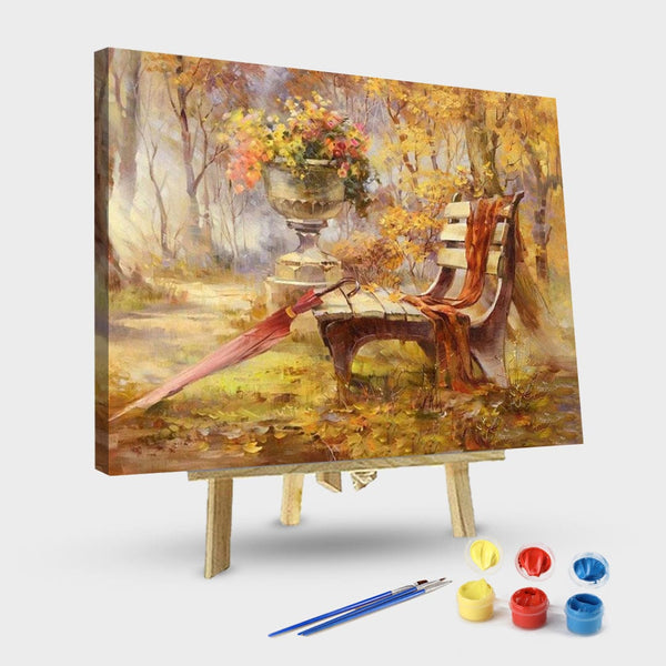 paintingnumberart 16"x20"/40x50cm / Without frame Autumn Garden and Bench – Landscape Paint By Number