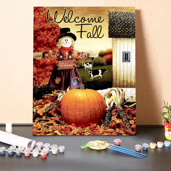 paintingnumberart 16"x20"/40x50cm / Without frame Autumn Pumpkin Garden Yard-Paint by Numbers Kit