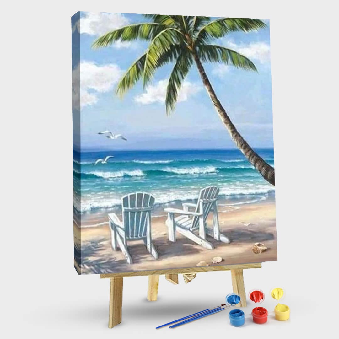 paintingnumberart 16"x20"/40x50cm / Without frame Beach pavilion-Paint by Numbers Kit