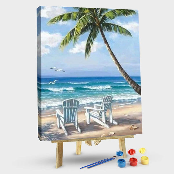 paintingnumberart 16"x20"/40x50cm / Without frame Beach pavilion-Paint by Numbers Kit