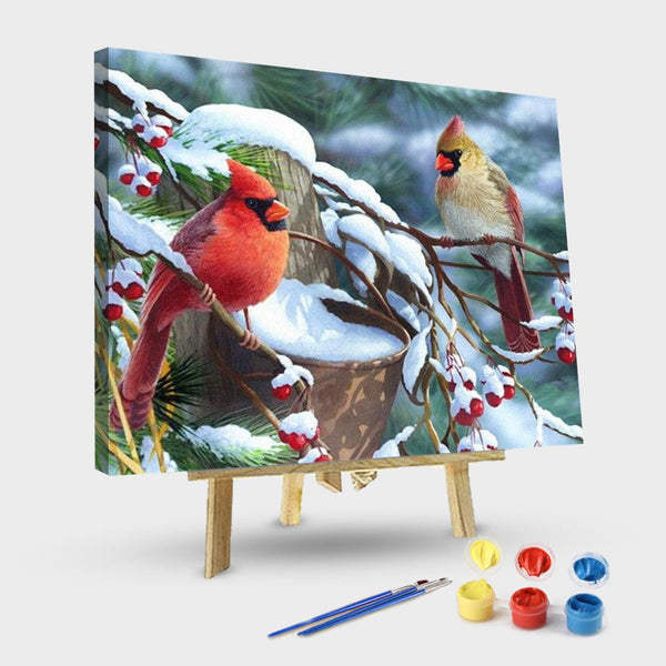 paintingnumberart 16"x20"/40x50cm / Without frame Beautiful Birds in Winter – Birds Paint By Number