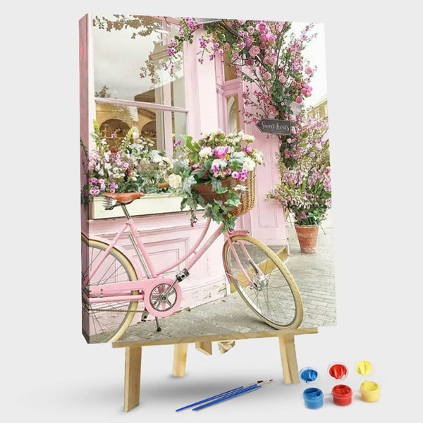 paintingnumberart 16"x20"/40x50cm / Without frame Bicycle with flowers-Paint By Numbers Kit