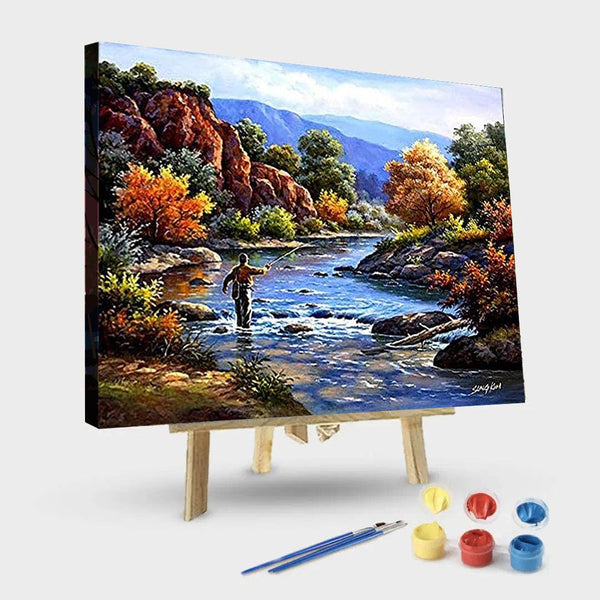 paintingnumberart 16"x20"/40x50cm / Without frame Big Running River – Landscape Paint By Numbers