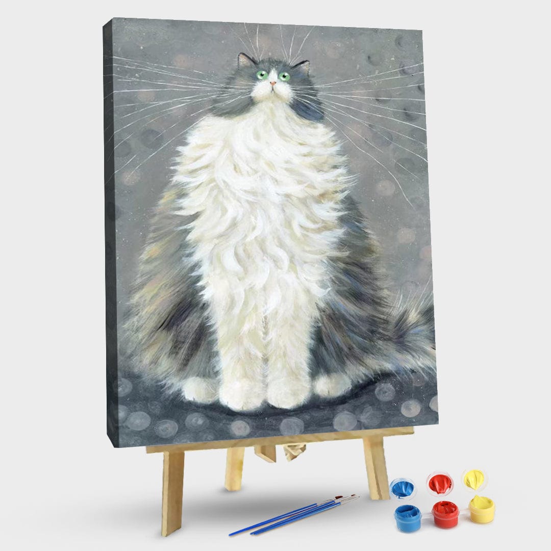 paintingnumberart 16"x20"/40x50cm / Without frame Big white cat-Paint By Numbers Kit