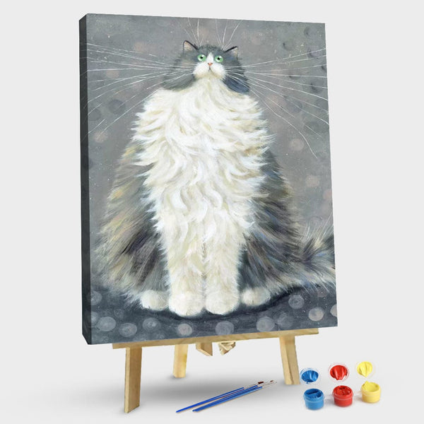 paintingnumberart 16"x20"/40x50cm / Without frame Big white cat-Paint By Numbers Kit