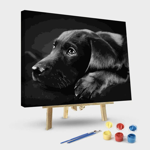 paintingnumberart 16"x20"/40x50cm / Without frame Black Labrador Retriever Dog – Animals Paint By Number