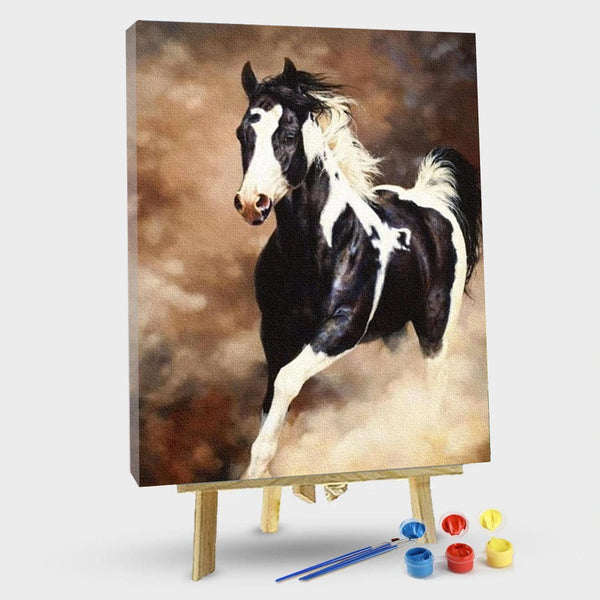 paintingnumberart 16"x20"/40x50cm / Without frame Black White Horse – Animals Paint By Number