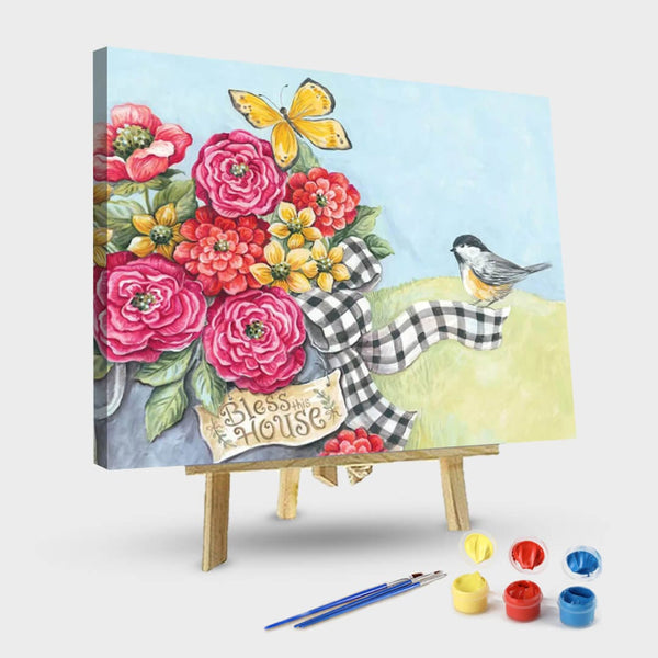 paintingnumberart 16"x20"/40x50cm / Without frame Bless This House Flowers-Paint by Numbers Kit