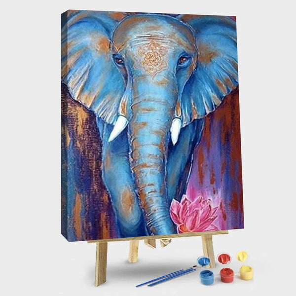 paintingnumberart 16"x20"/40x50cm / Without frame Blue Elephant – Animals Paint By Number