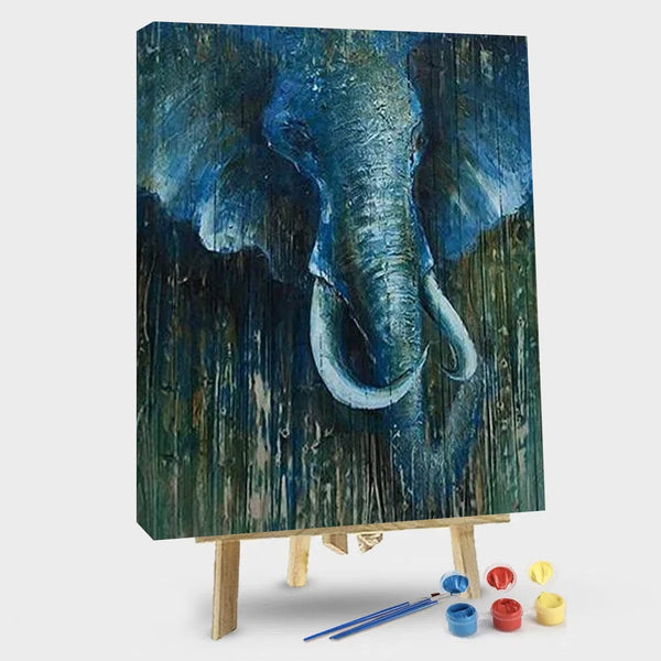 paintingnumberart 16"x20"/40x50cm / Without frame Blue Elephant on Wood – Animals Paint By Number