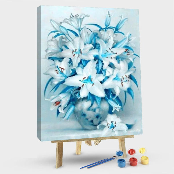 paintingnumberart 16"x20"/40x50cm / Without frame Blue Heart Lily Flower – Flowers Paint By Number