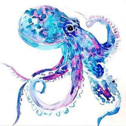 paintingnumberart 16"x20"/40x50cm / Without frame Blue Purple Octopus – Animals Paint By Number