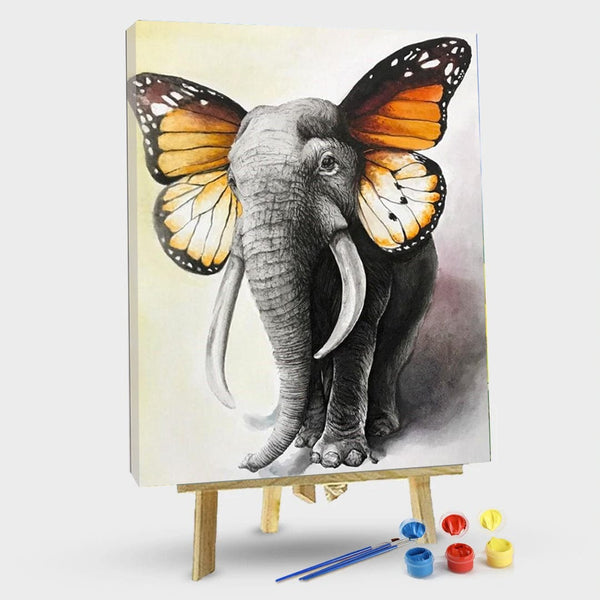 paintingnumberart 16"x20"/40x50cm / Without frame Butterfly Elephant – Animals Paint By Number