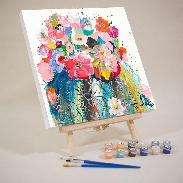 paintingnumberart 16"x20"/40x50cm / Without frame Cactus Full Of Flowers-Mini DIY Paint by Numbers Kit