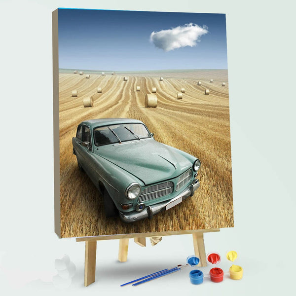 paintingnumberart 16"x20"/40x50cm / Without frame Car in Field – Engines Paint By Number