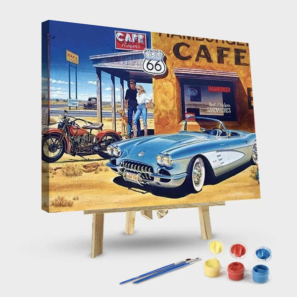 paintingnumberart 16"x20"/40x50cm / Without frame Car on Road 66 – Engines Paint By Number