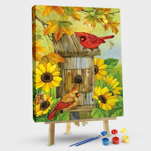 paintingnumberart 16"x20"/40x50cm / Without frame Cardinals & Sunflowers-Paint by Numbers Kit
