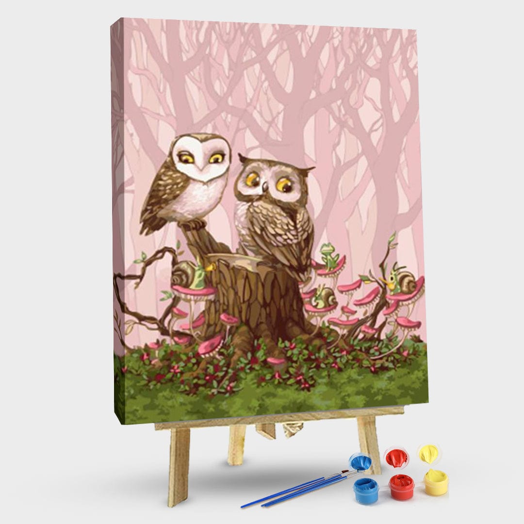 paintingnumberart 16"x20"/40x50cm / Without frame Cartoon Owls – Birds Paint By Number
