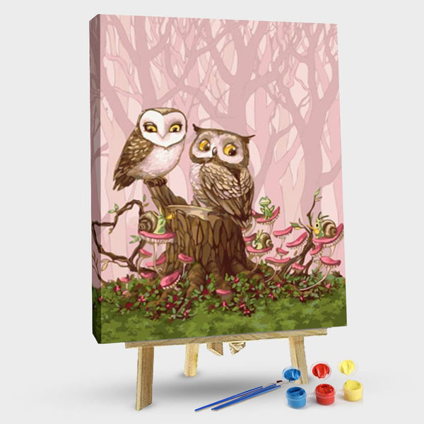 paintingnumberart 16"x20"/40x50cm / Without frame Cartoon Owls – Birds Paint By Number