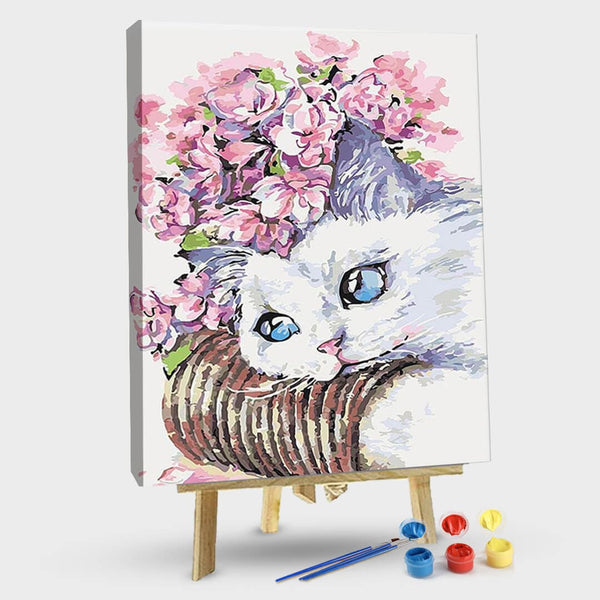 paintingnumberart 16"x20"/40x50cm / Without frame Cat and Flowers-Paint by number kit