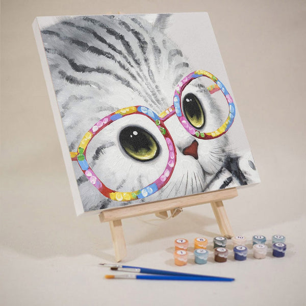 paintingnumberart 16"x20"/40x50cm / Without frame Cat drinking milk tea-Paint by Numbers Kit