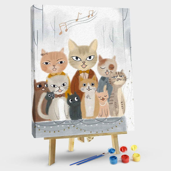 paintingnumberart 16"x20"/40x50cm / Without frame Cat Family-Paint By Numbers Kit