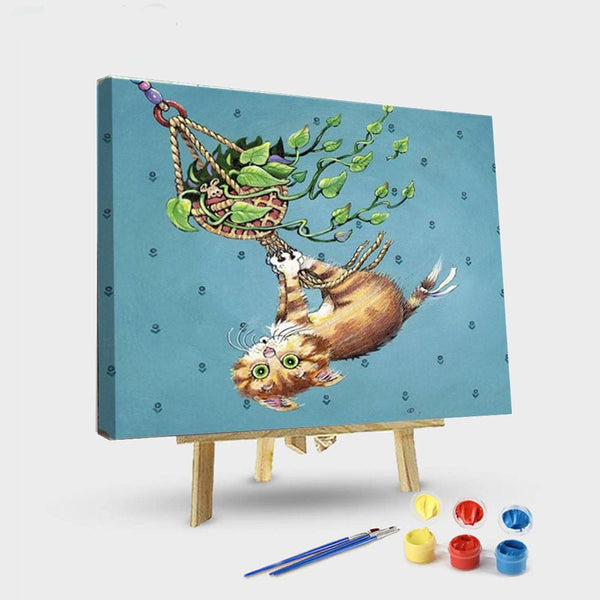 paintingnumberart 16"x20"/40x50cm / Without frame Cat In a Swing – Animals Paint By Number