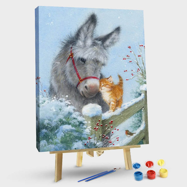 paintingnumberart 16"x20"/40x50cm / Without frame Cat in the snow-Paint By Numbers Kit