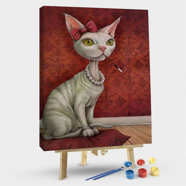 paintingnumberart 16"x20"/40x50cm / Without frame Cat Smoking – Animals Paint By Number