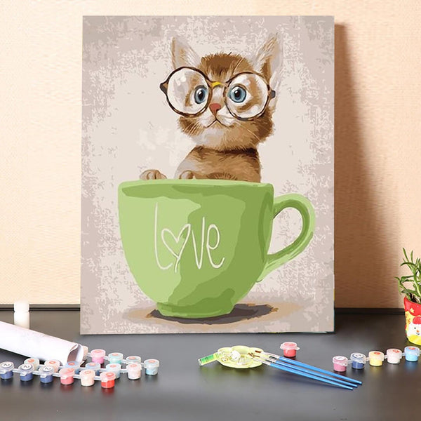 paintingnumberart 16"x20"/40x50cm / Without frame Cat whit Sunglasses – Animals Paint By Number