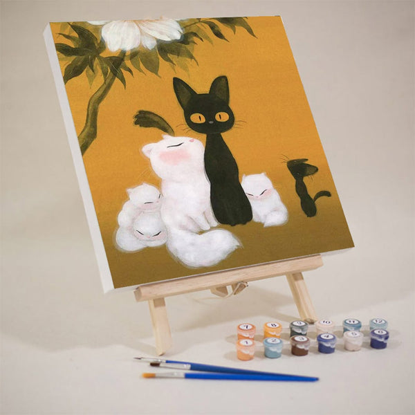 paintingnumberart 16"x20"/40x50cm / Without frame Cats And Peony-Mini DIY Paint by Numbers Kit
