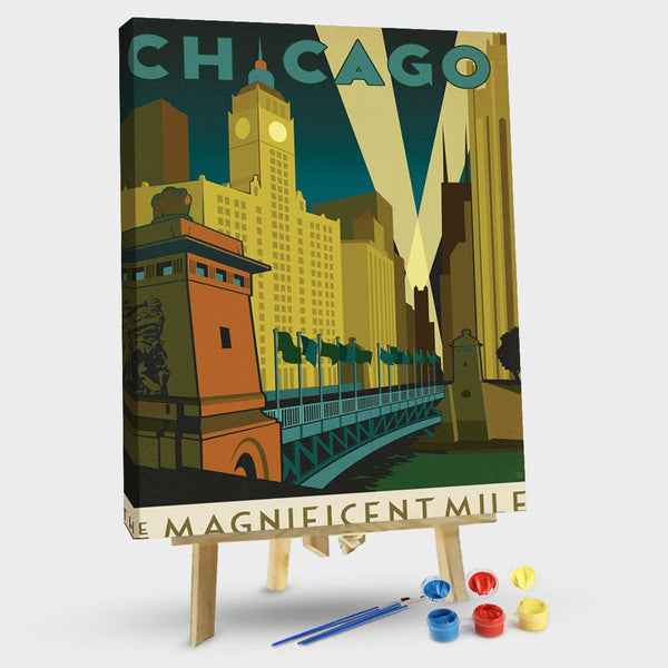 paintingnumberart 16"x20"/40x50cm / Without frame Chicago_Magnificent Mile-Paint by Numbers Kit
