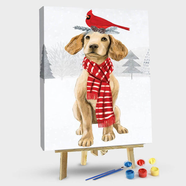 paintingnumberart 16"x20"/40x50cm / Without frame Christmas Bird & Dog Ⅱ-Paint by Numbers Kit